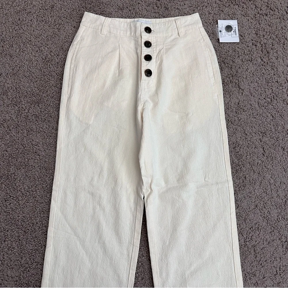 O’Neill Linen Blend Straight Wide Pants Womens 24 Wax Paper